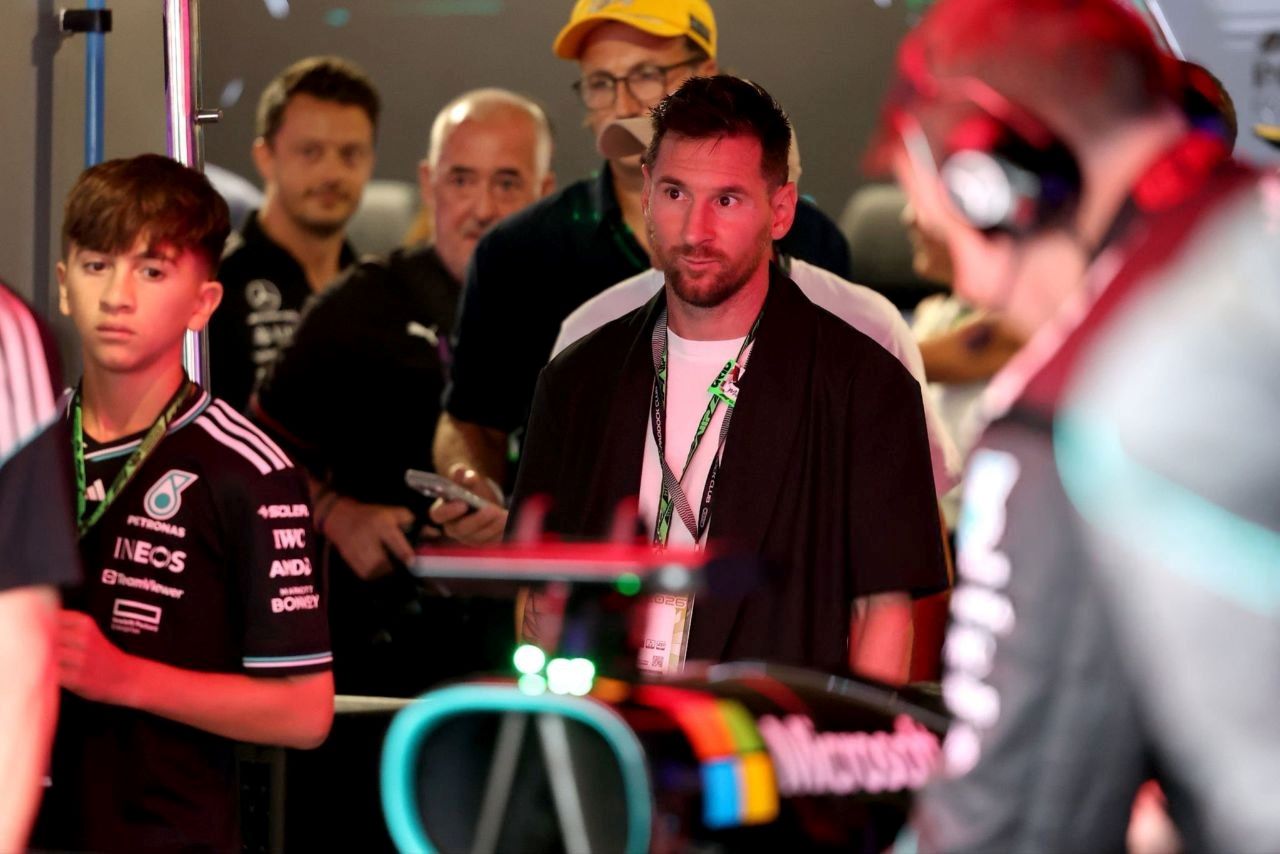 Lionel Messi and his family visited the Mercedes AMG Petronas F1 Team pits ahead of the Formula 1 Miami Grand Prix